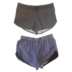 (2) Pairs Athletic Works Womens Running Activewear Gym Shorts, Green/Black XL
